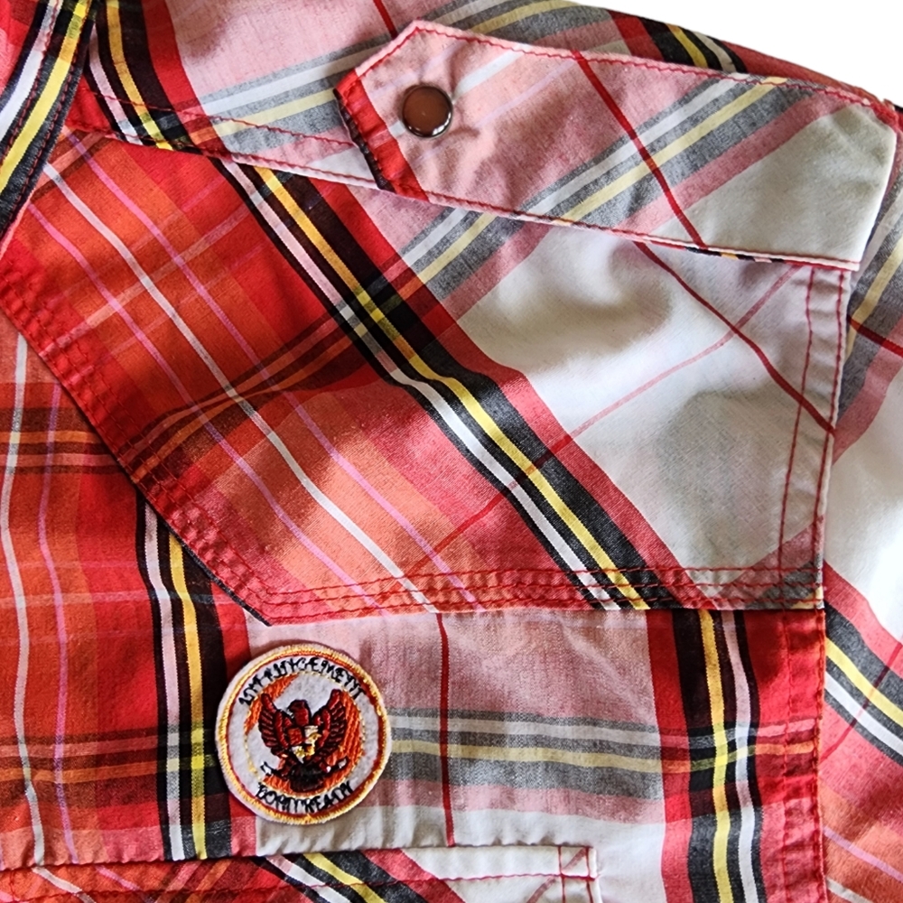 Vtg Raider‎ Jean Co. Infringement Plaid Western Shirt Men's Large Y2K Streetwear